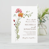 バラ色の野生の花の花束　キリスト教式のウェディング 招待状 (スタンド正面)