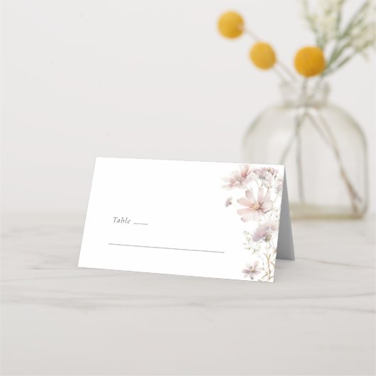 バラ色の野生の花 ボヘミアンスタイルのウェディング プレースカード プレイスカード (正面)