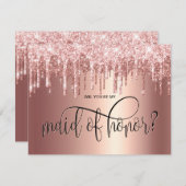 バラ色の金が滴るようにあなたが私の花嫁付添人になってくれる？ 招待状 (正面/裏面)