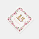 バラ色の金色のミス・キンセアニエラ スタンダードカクテルナプキン (角)