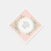 バラ色の金色ユーカリのグリーン葉 スタンダードカクテルナプキン (角)