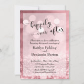 バラ色の金 ピンクのグリッター ボケ 幸せな永遠の後 招待状 (正面)
