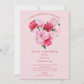 バラ色の開花スウィートベイビーシャワー 招待状 (正面)