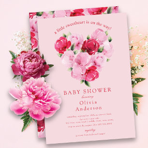 バラ色の開花スウィートベイビーシャワー 招待状