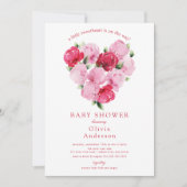 バラ色の開花スウィートベイビーシャワー 招待状 (正面)