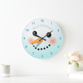 バラ色の雪だるまの頭 ラウンド壁時計 (ホーム)