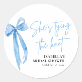 バラ色の青いリボン 彼女は結婚する ブライダルシャワー ラウンドシール