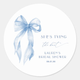 バラ色の青いリボン 彼女は結婚する ブライダルシャワー ラウンドシール