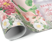 バラ色の香水瓶の花のブライダルシャワー ラッピングペーパー (ロールコーナー)
