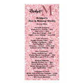 バラ色グリッターのビューティーサロン モノグラム 価格リスト ラックカード (正面)