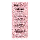 バラ色グリッターのビューティーサロン モノグラム 価格リスト ラックカード (正面)