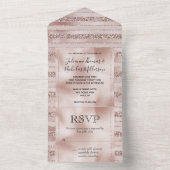 バラ色グリッターグロームストライプ オールインワン招待状 (内側)