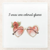 バラ色サングラス ガラスコースター (正面)