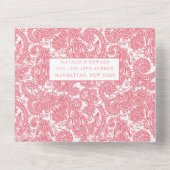 バラ色サーモン フィリグリー ペイズリー ヘンナ 結婚式 返信 オールインワン招待状 (裏面)