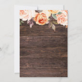 バラ色ピンクと桃の花模様の木製卒業パーティー招待状 招待状 (裏面)