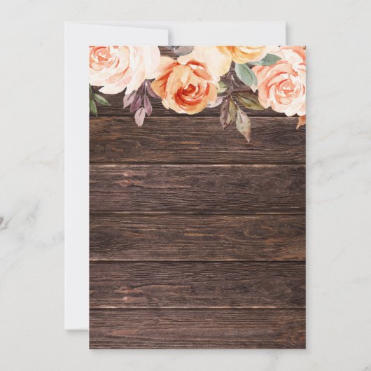 バラ色ピンクと桃の花模様の木製卒業パーティー招待状 招待状 (裏面)