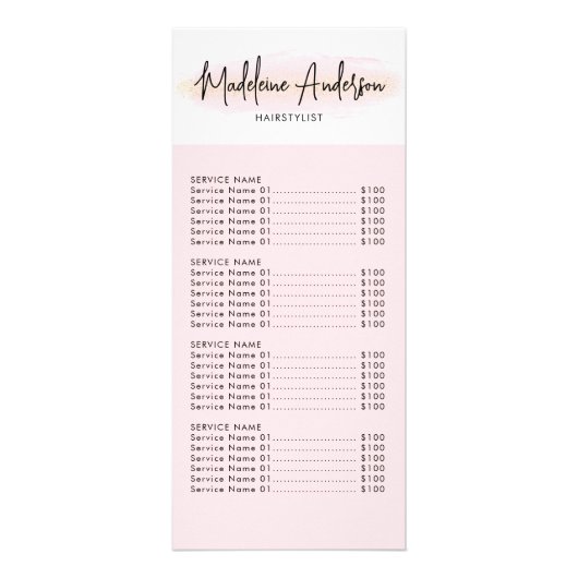 バラ色ピンクゴールドグリッター ヘアスタイリスト サロン ラックカード (正面)