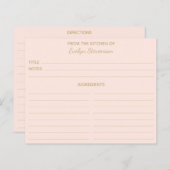 バラ色ピンクゴールド ミニマル オーダーメイド レシピ カード (正面/裏面)