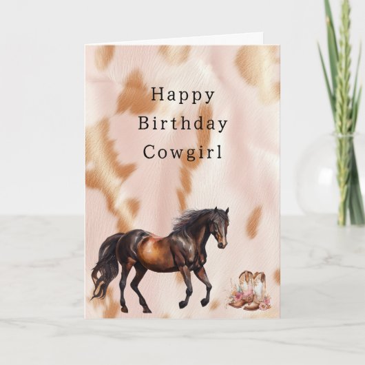 バラ色ピンクベージュ　サウスウエスト　フェイクカウガール　カウハイド カード (正面)