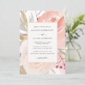 バラ色ピンク クリーム ペア サージブルグリーン ウェディング 招待状 (スタンド正面)