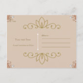 バラ色ピンク&ゴールドパール エレガント シック セーブ・ザ・デート 案内ポストカード (裏面)