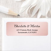 バラ色ピンク ブラック エレガント 結婚式 返信住所 ラベル (インサイチュ)