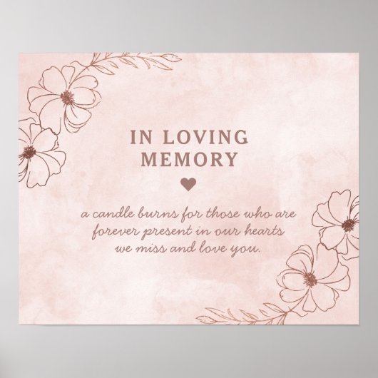 バラ色ピンク＆ローズゴールド箔仕上げ 追憶のサイン ポスター (正面)