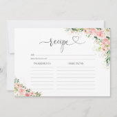 バラ色ピンク ローズゴールド 大きなレシピカード 招待状 (正面)