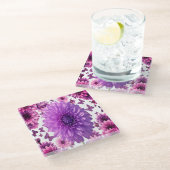 バラ色フローラコースターピンク花飲料マット ガラスコースター (アングル)