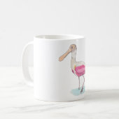 バラ色ヘラサギの水彩画アート コーヒーマグカップ (正面左)