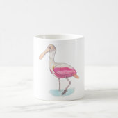 バラ色ヘラサギの水彩画アート コーヒーマグカップ (中央)