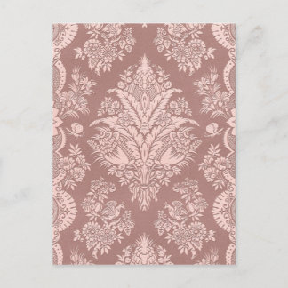 バラ色ベージュ色のヴィンテージの花柄 ポストカード
