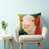 バラ色幸せなHerefordの雌牛牛枕 クッション (椅子)