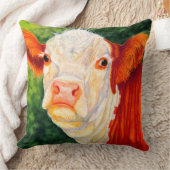 バラ色幸せなHerefordの雌牛牛枕 クッション (ブランケット)