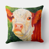 バラ色幸せなHerefordの雌牛牛枕 クッション (裏面)