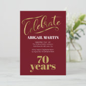 バラ色金白70歳の誕生日パーティー 招待状 (スタンド正面)