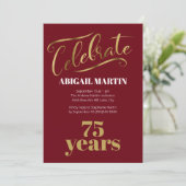 バラ色金白75歳の誕生日パーティー 招待状 (スタンド正面)