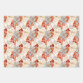 バラ色 コーラル グレー 花柄 ラブ ウェディング ラッピングペーパーシート (正面3)