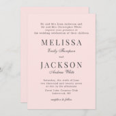 バラ色 ニュートラル 洗練された クラシックな結婚式の招待状 招待状 (正面/裏面)