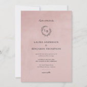 バラ色 ベロア テクスチャ エレガント ウェディング 招待状 (正面)