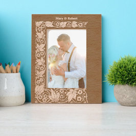 バラ花つる植物縁ど レーザー彫刻フレーム