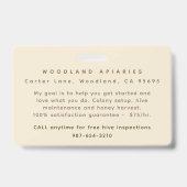 バラ花とミツバチ付きビーキーパーIDバッジ バッジ (裏面)