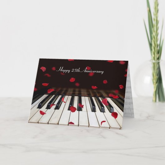バラ花びらオンPiano 25th Anniversary Card カード (正面)