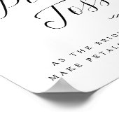 バラ花びらトス書道のサインを結婚送る ポスター (角)