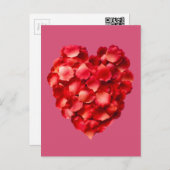 バラ花びらハート葉書 ポストカード (正面/裏面)