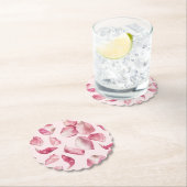バラ花びらパターン花びらおよびプロセッコブライダル ペーパーコースター (インサイチュ)