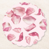 バラ花びらパターン花びらおよびプロセッコブライダル ペーパーコースター (正面)