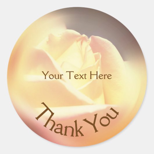 バラ花びらフラワーサンキューユーパーソナライズされた ラウンドシール (正面)