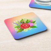 バラ花イラストレーション コースター (左側)