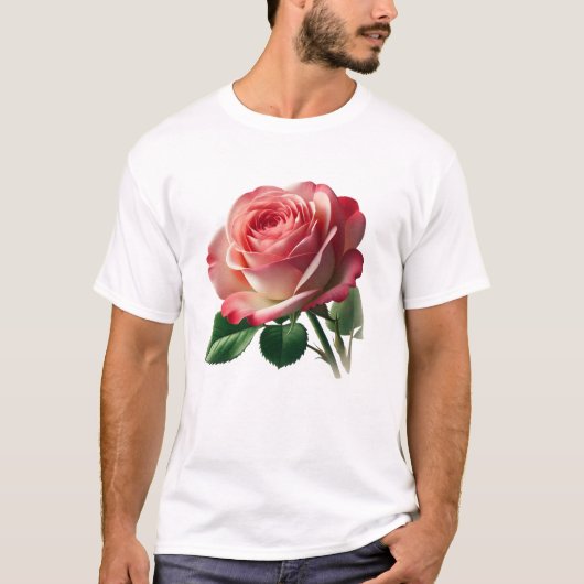 バラ花デザイン Tシャツ (正面)